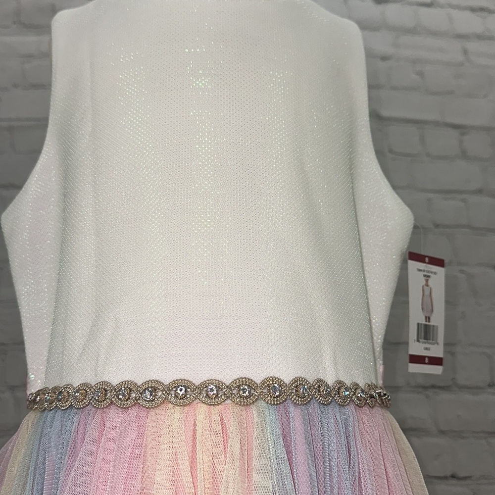 Emily Rose Girls size 8 Sunday best Pastel Rainbow HiLo unicorn cotton candy clr - Picture 2 of 9
